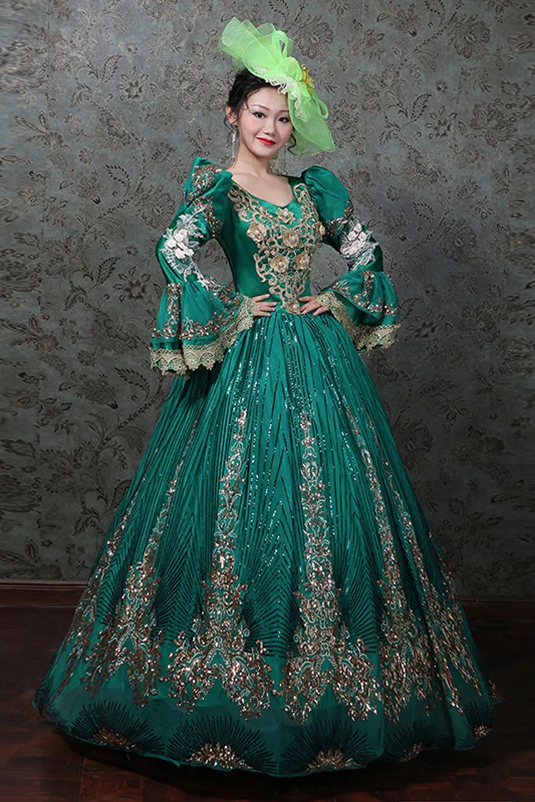 Hime Sleeves High Waisted Three Dimensional Hollow Embroidery Floral Print Ruffled Multi-Layer Victorian Lolita Prom Dress