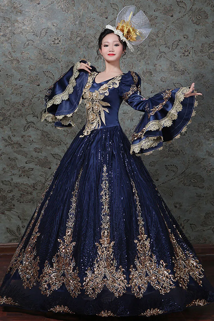 Hime Sleeves High Waisted Three Dimensional Hollow Embroidery Floral Print Ruffled Multi-Layer Victorian Lolita Prom Dress