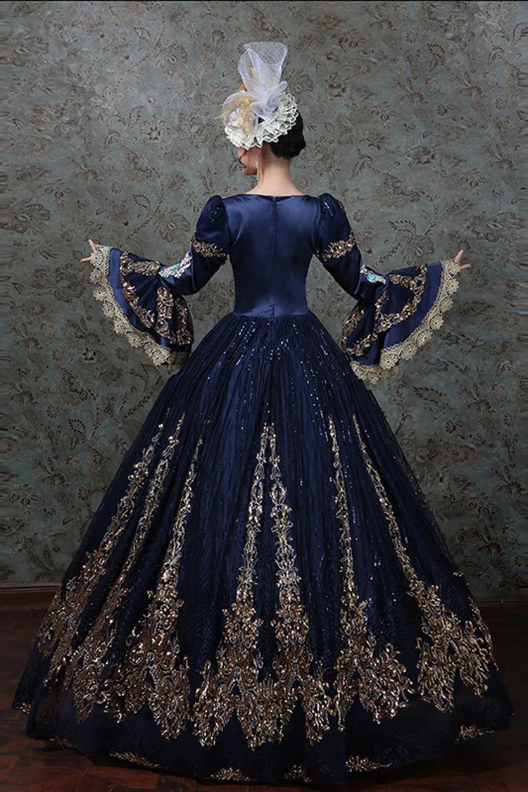 Hime Sleeves High Waisted Three Dimensional Hollow Embroidery Floral Print Ruffled Multi-Layer Victorian Lolita Prom Dress