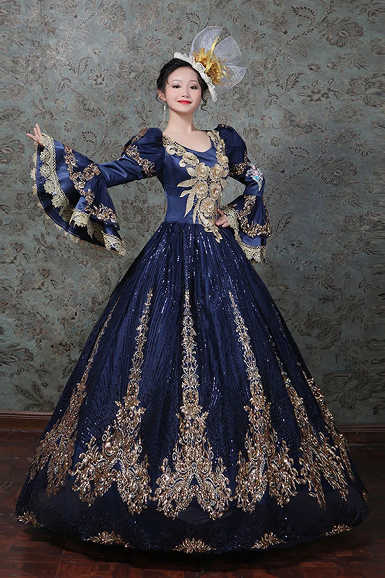Hime Sleeves High Waisted Three Dimensional Hollow Embroidery Floral Print Ruffled Multi-Layer Victorian Lolita Prom Dress