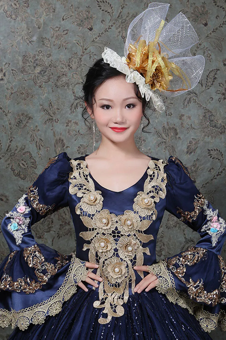Hime Sleeves High Waisted Three Dimensional Hollow Embroidery Floral Print Ruffled Multi-Layer Victorian Lolita Prom Dress