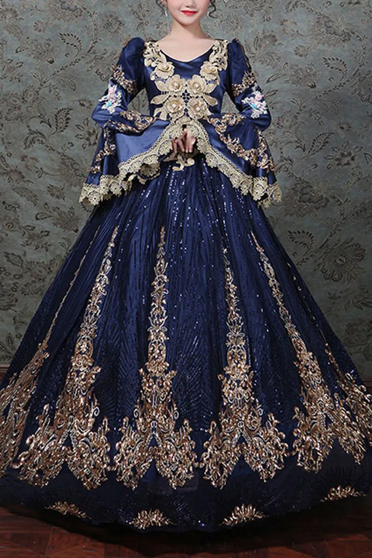 Hime Sleeves High Waisted Three Dimensional Hollow Embroidery Floral Print Ruffled Multi-Layer Victorian Lolita Prom Dress