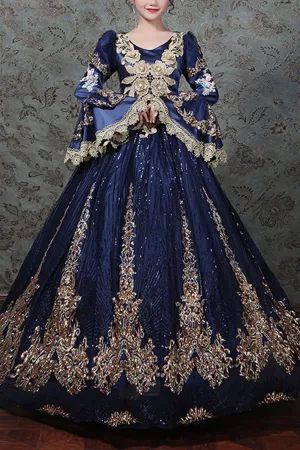 Hime Sleeves High Waisted Three Dimensional Hollow Embroidery Floral Print Ruffled Multi-Layer Victorian Lolita Prom Dress