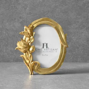 Home Artisan Tiffany Floral Detail Golden Photo Frame (5x7)