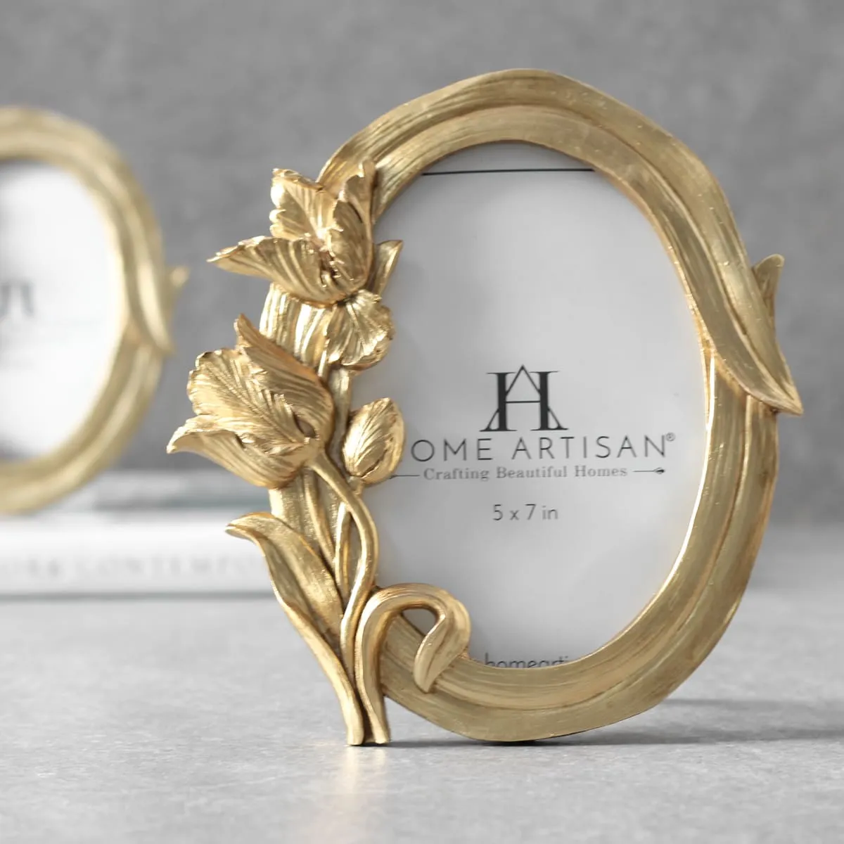 Home Artisan Tiffany Floral Detail Golden Photo Frame (5x7)