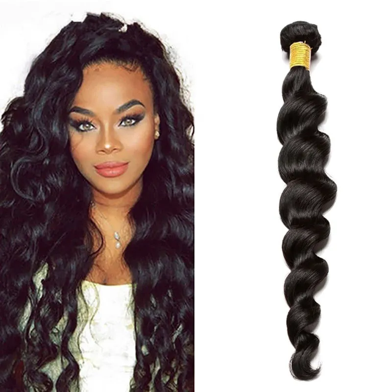 Hot selling Unprocessed Virgin Hair Loose Wave Natural Black Color 100 Human Hair Bundle 8 in to 30 In