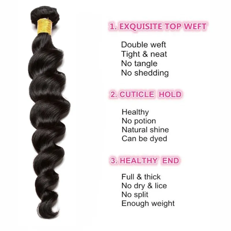 Hot selling Unprocessed Virgin Hair Loose Wave Natural Black Color 100 Human Hair Bundle 8 in to 30 In