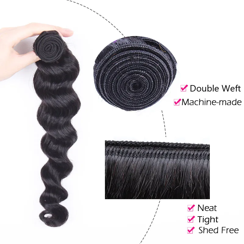 Hot selling Unprocessed Virgin Hair Loose Wave Natural Black Color 100 Human Hair Bundle 8 in to 30 In