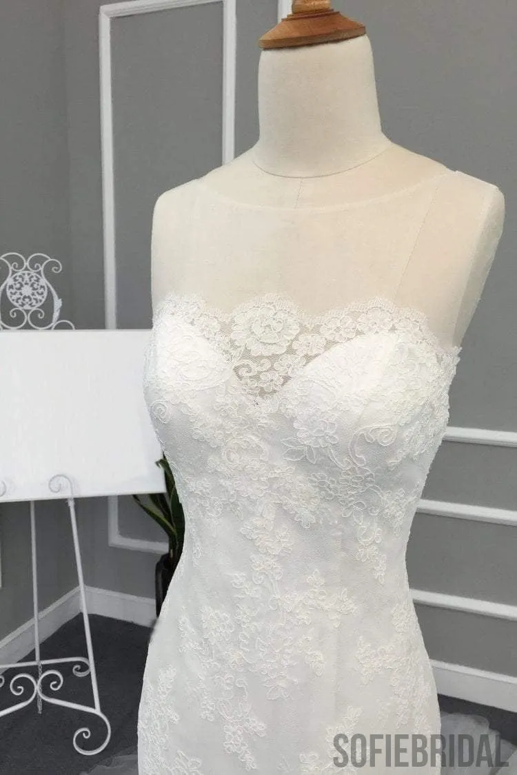 Illusion Lace Tulle Mermaid Wedding Dresses, Gorgeous See through Bridal Gown, WD0237
