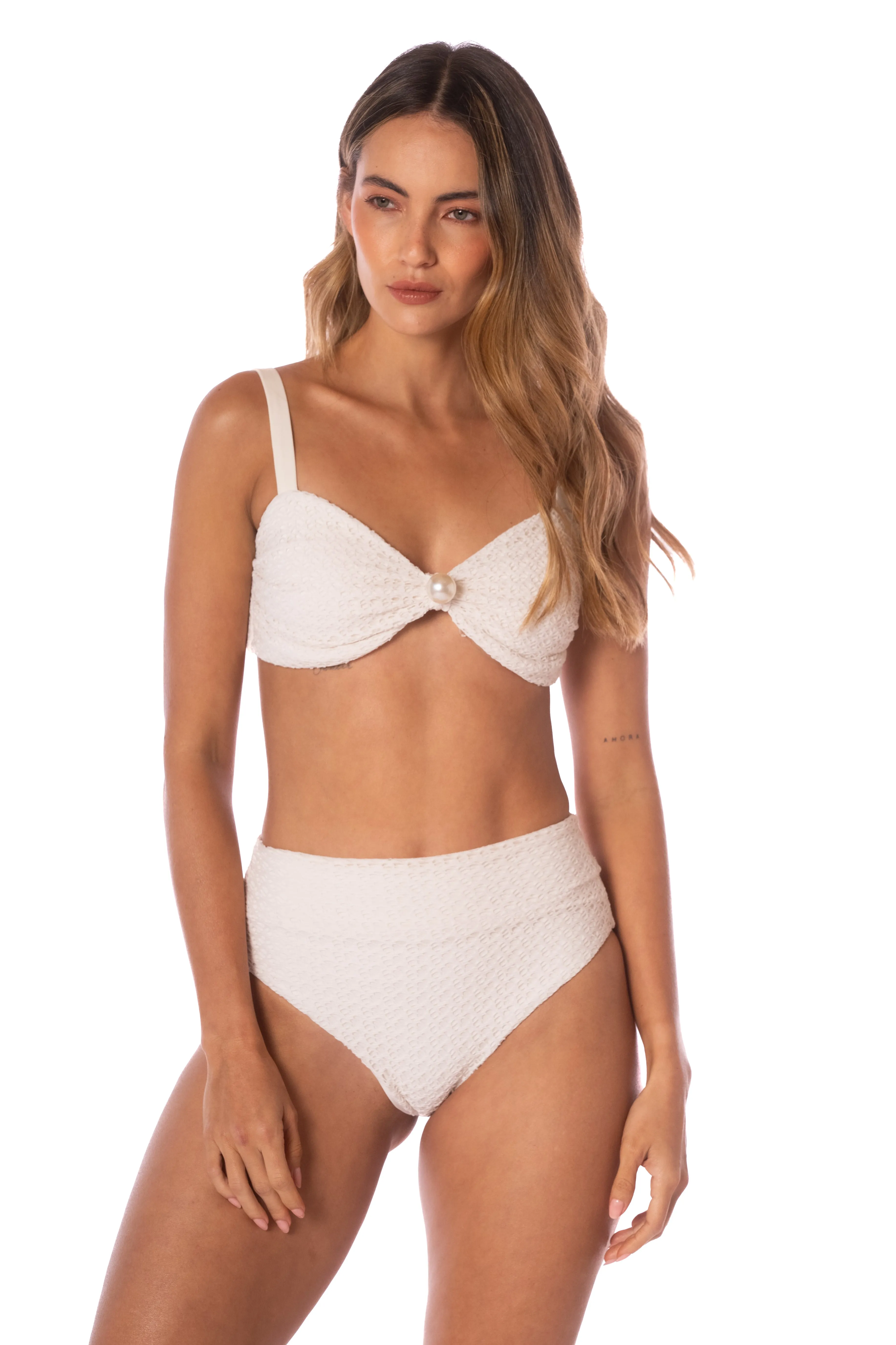 I'M WHITE MESH SPORTY TOP