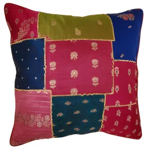 Indian Jacquard Patchwork Silk Cushion Cover