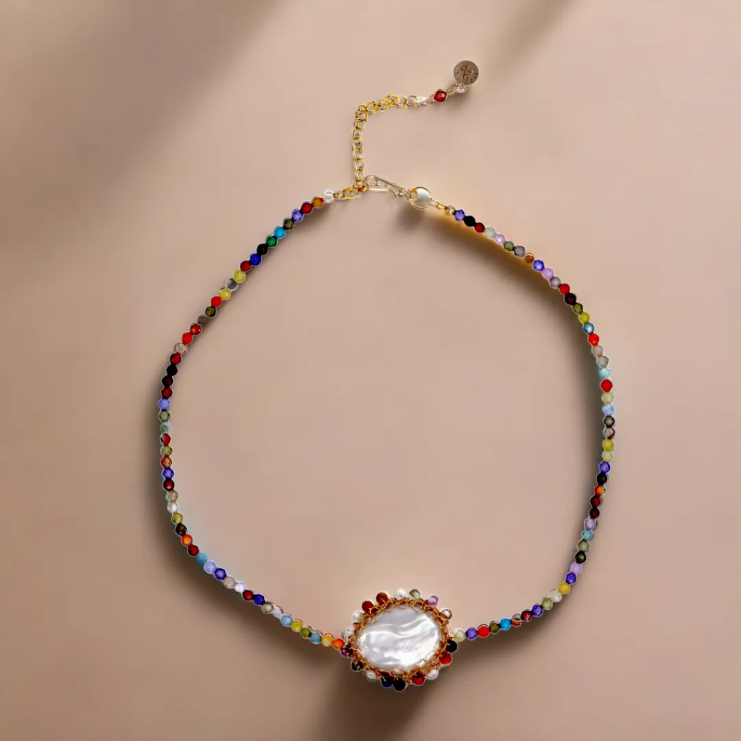 Iris Rainbow Polka Pearl Choker
