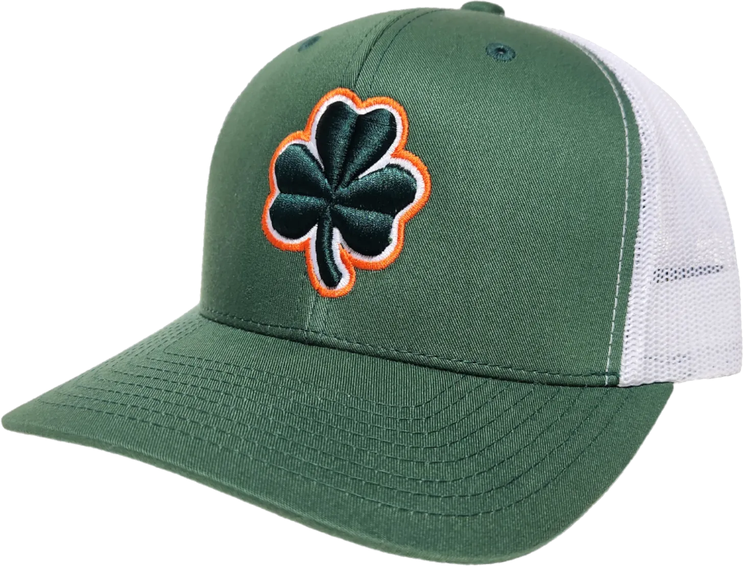 Irish Trucker Cap Essence Clover Evergreen White