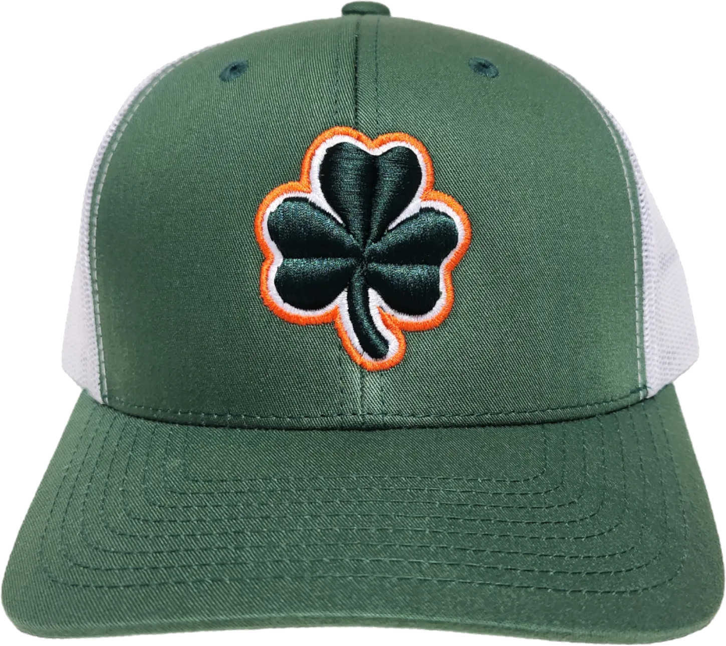 Irish Trucker Cap Essence Clover Evergreen White