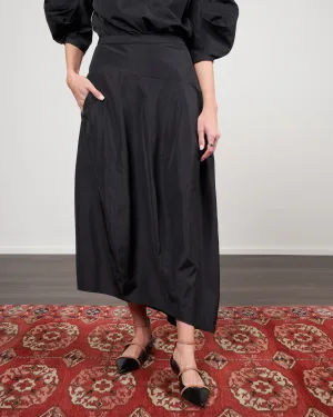 italian sporty nylon asymmetrical balloon skirt - black