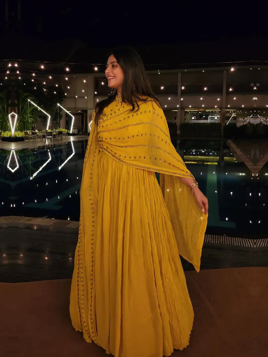 Jinal Padia in Mesmerizing Yellow Long Gown