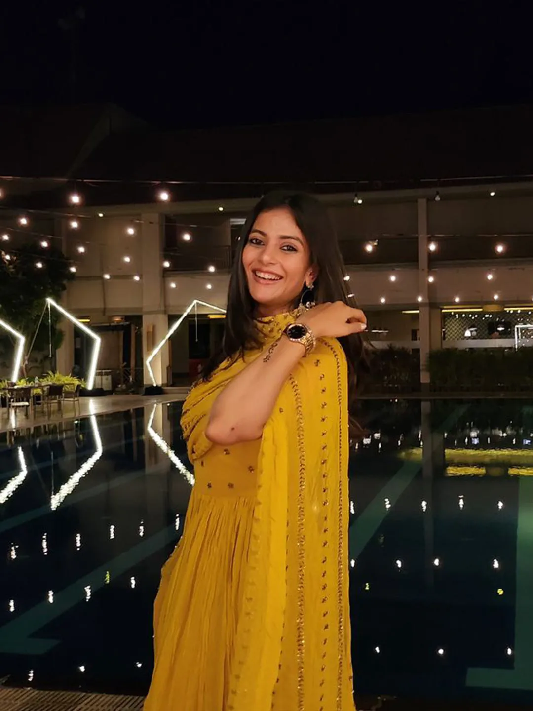 Jinal Padia in Mesmerizing Yellow Long Gown