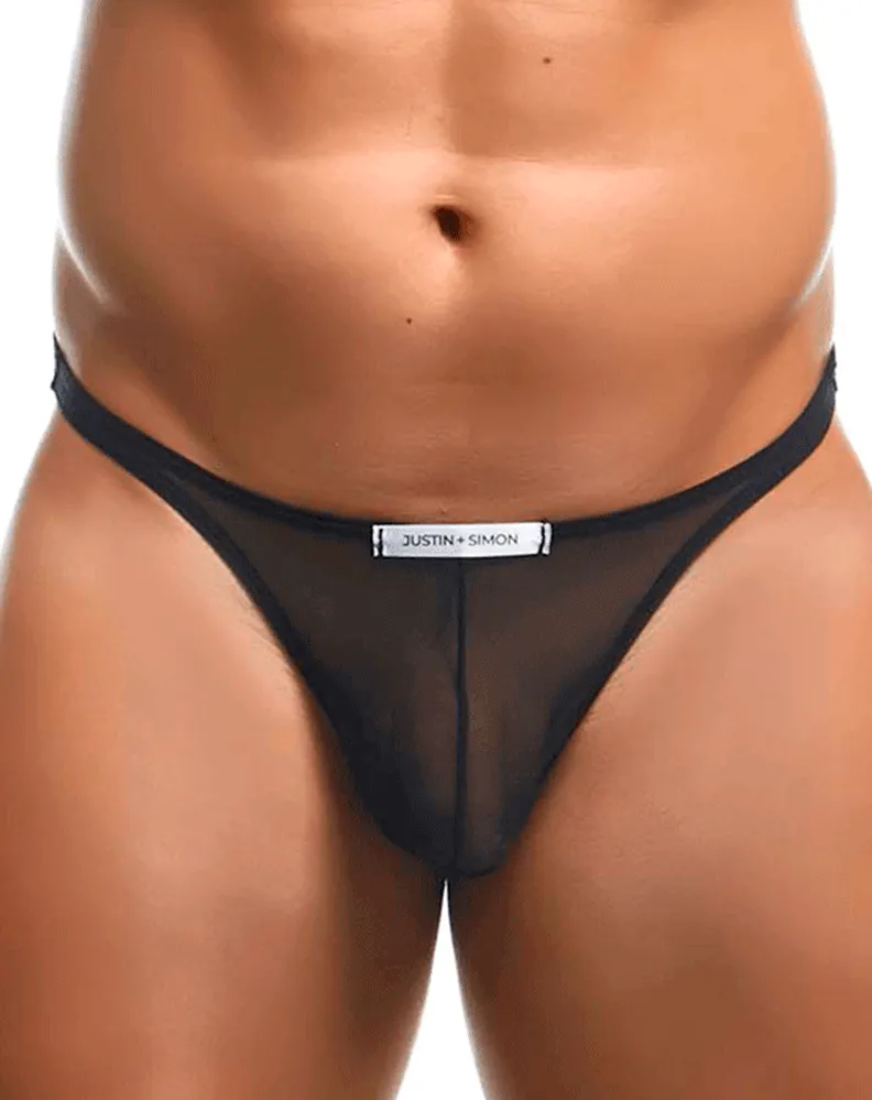 Justin simon Xsj03 Silky Sexy Thongs Black Mesh
