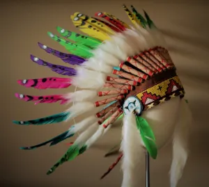 K17 From 5-8 years Kid / Child's: Rainbow swan feather Headdress 21 inch. – 53,34 cm.
