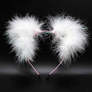 Kawaii White Sparkle Fluff Kittycorn Ears