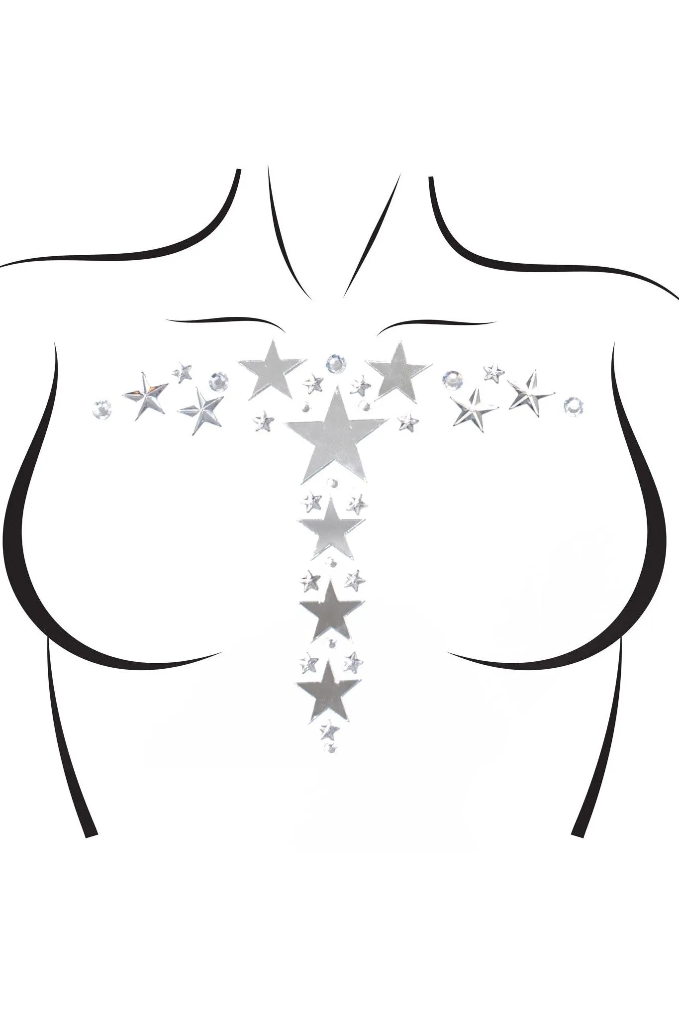 Kismet Adhesive Mirror Star & Rhinestone Body Sticker   2 Body Glitter Packets