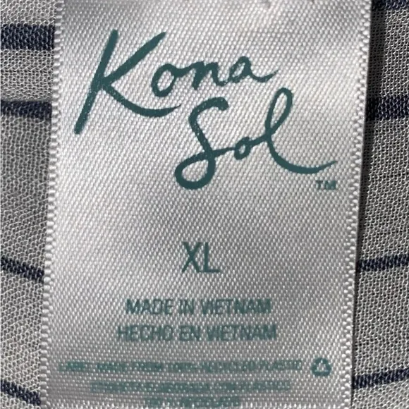 KONA SOL tiered maxi striped dress adjustable spaghetti straps beach NEW size XL