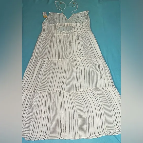 KONA SOL tiered maxi striped dress adjustable spaghetti straps beach NEW size XL