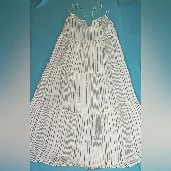 KONA SOL tiered maxi striped dress adjustable spaghetti straps beach NEW size XL