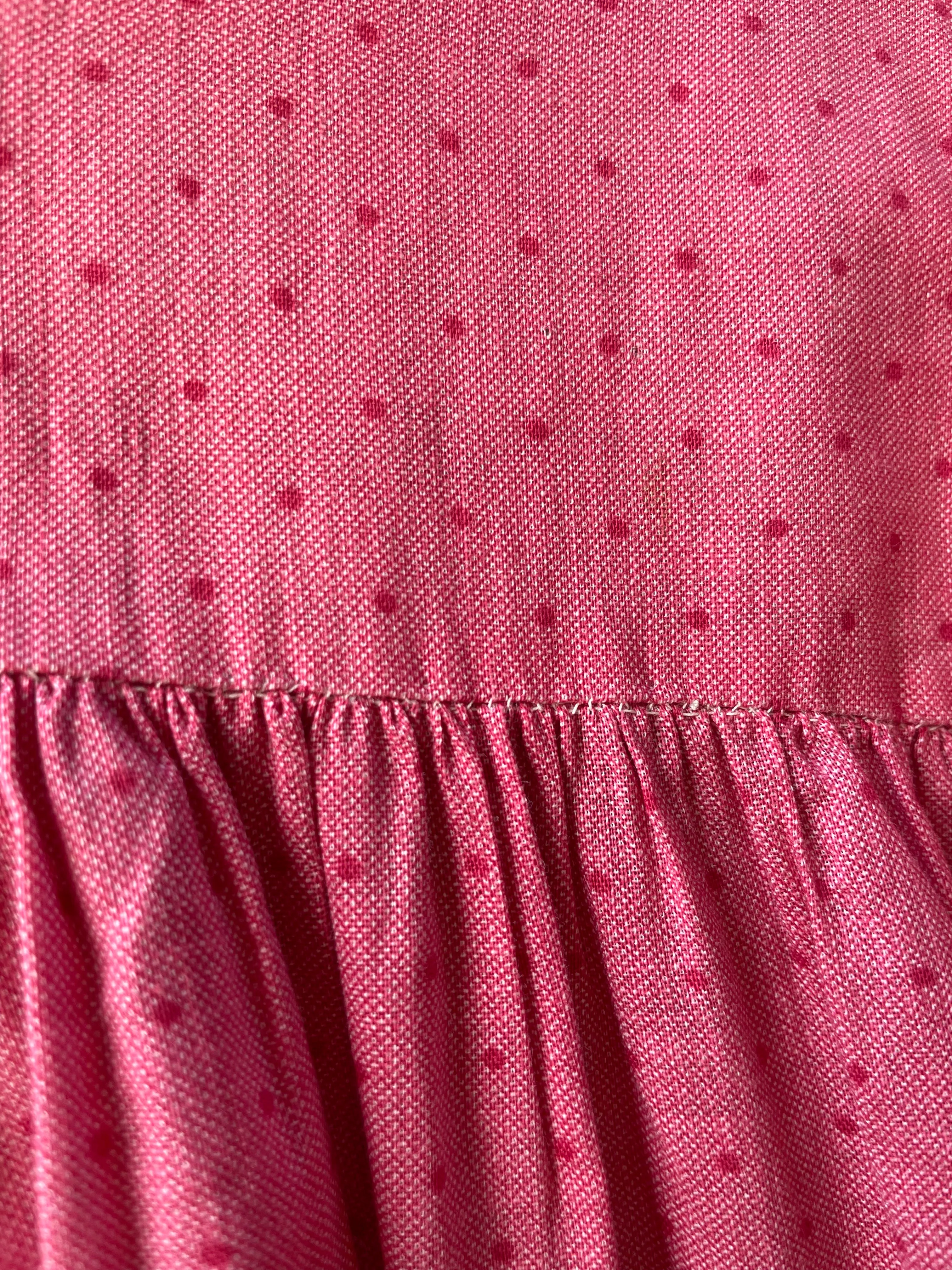 Late 1800s Cinnamon Pink Calico Wrapper Gown