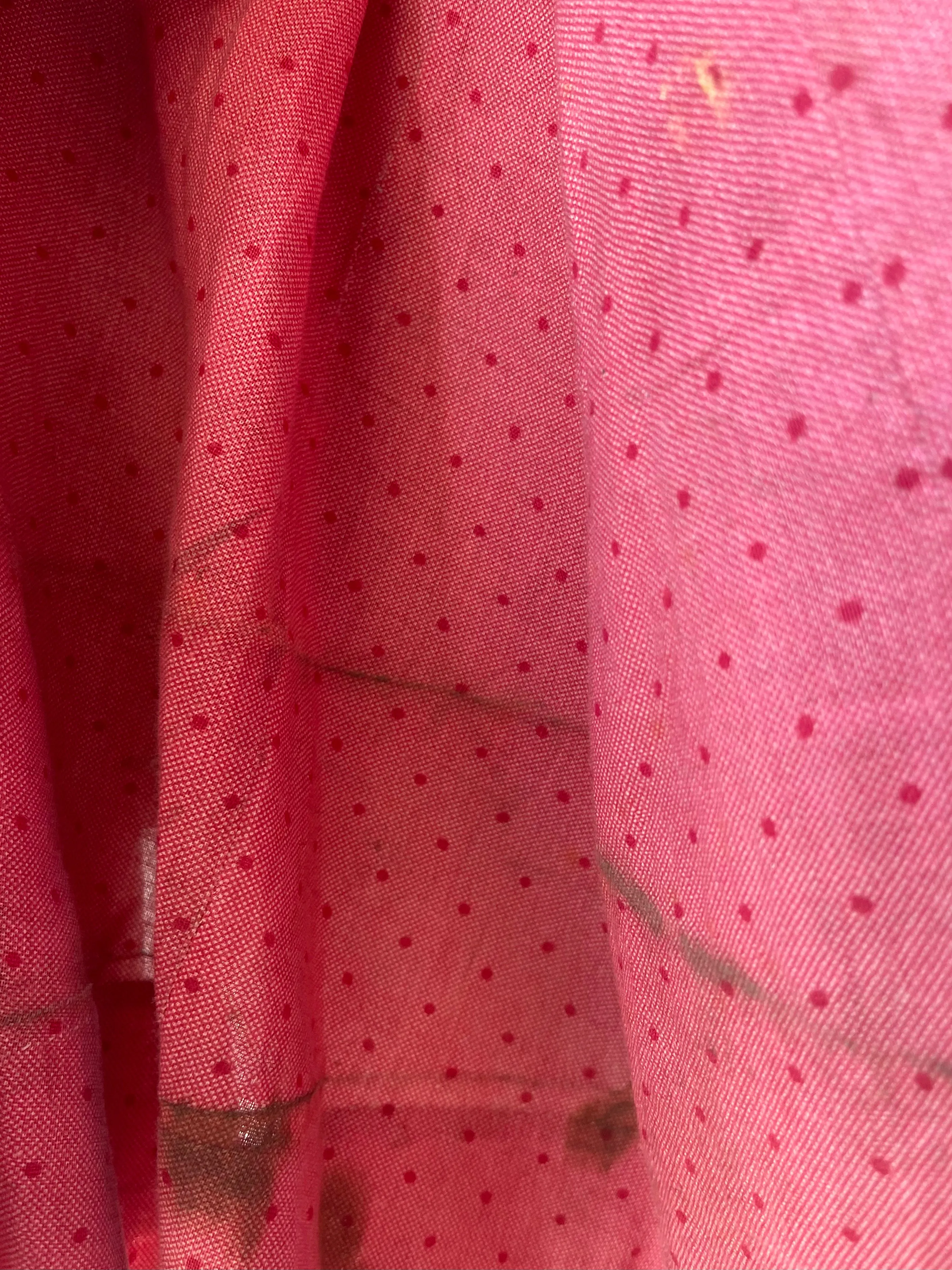 Late 1800s Cinnamon Pink Calico Wrapper Gown