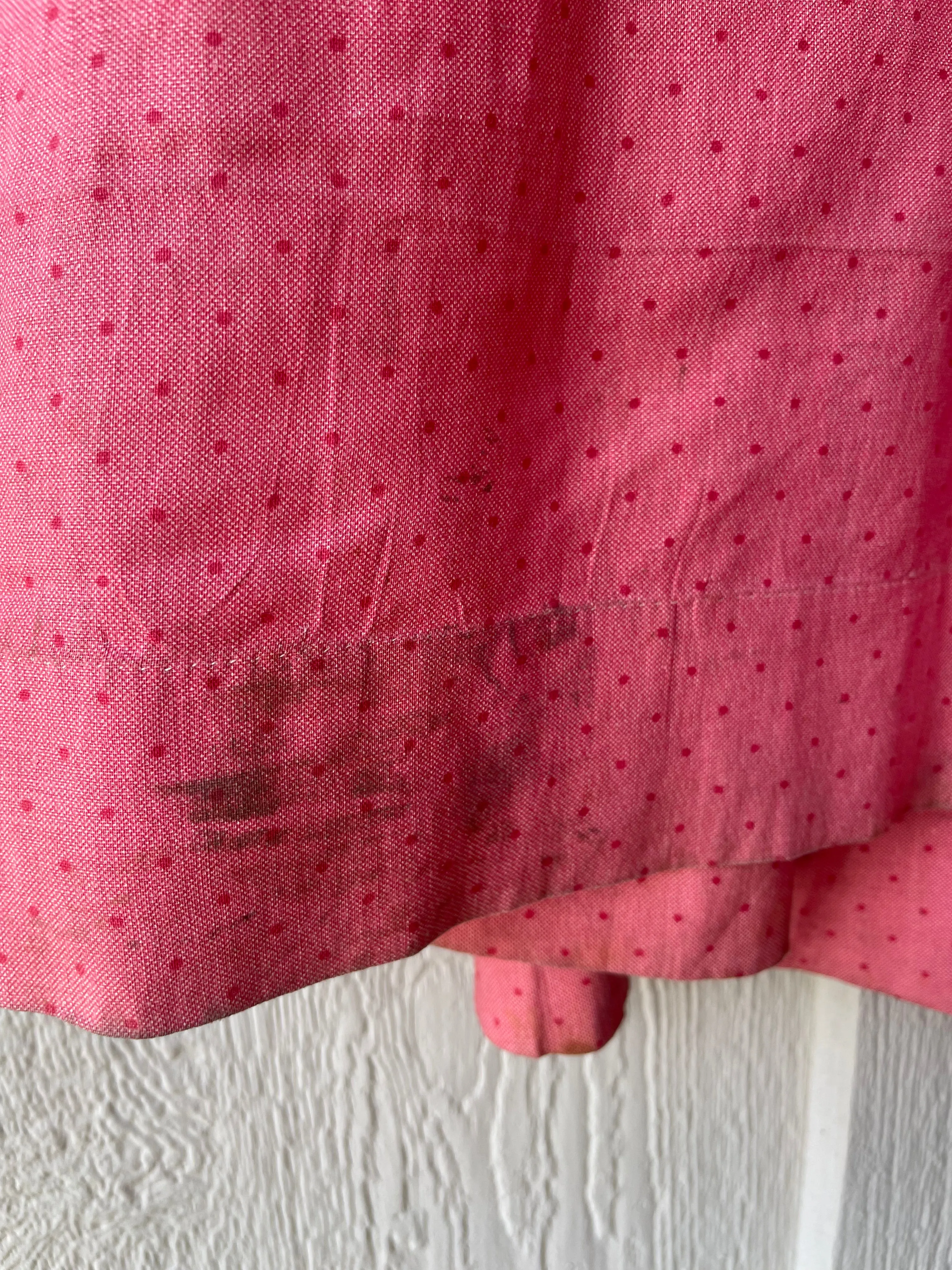 Late 1800s Cinnamon Pink Calico Wrapper Gown
