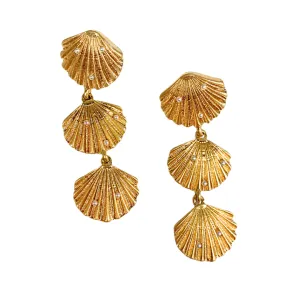 LBLOX Triple Shell Earrings with Pearl Detail