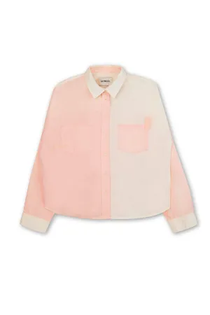Lela Patchwork Shirt, Pastel Orange/ Yellow Cotton