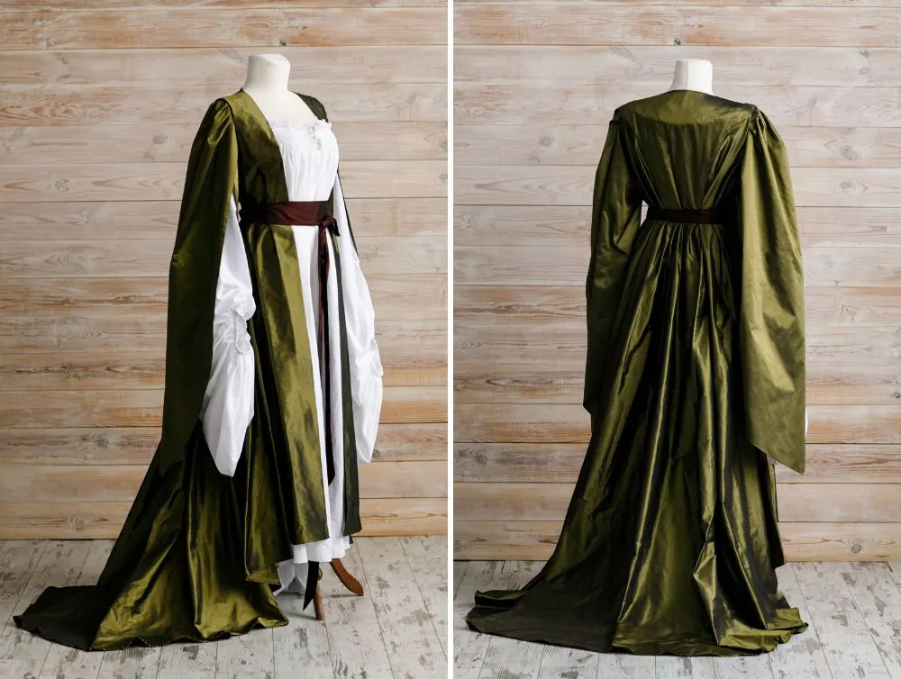 Lucille Sharpe gown, Silk dress and batiste shirt