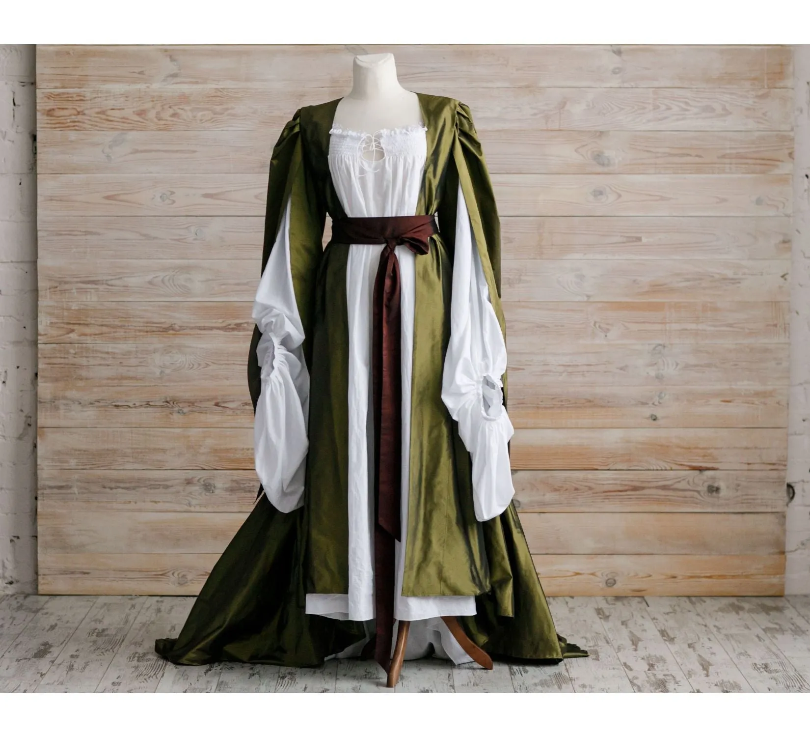 Lucille Sharpe gown, Silk dress and batiste shirt
