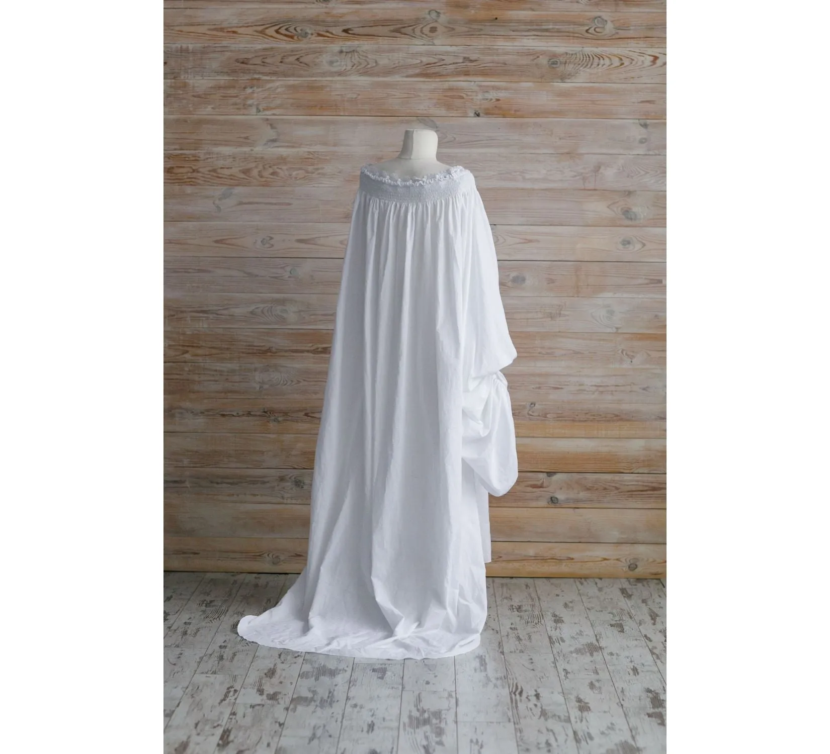 Lucille Sharpe gown, Silk dress and batiste shirt