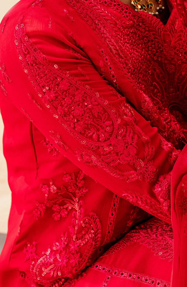 Luxury Deep Red Embroidered Pakistani Salwar Kameez Dupatta Salwar Suit