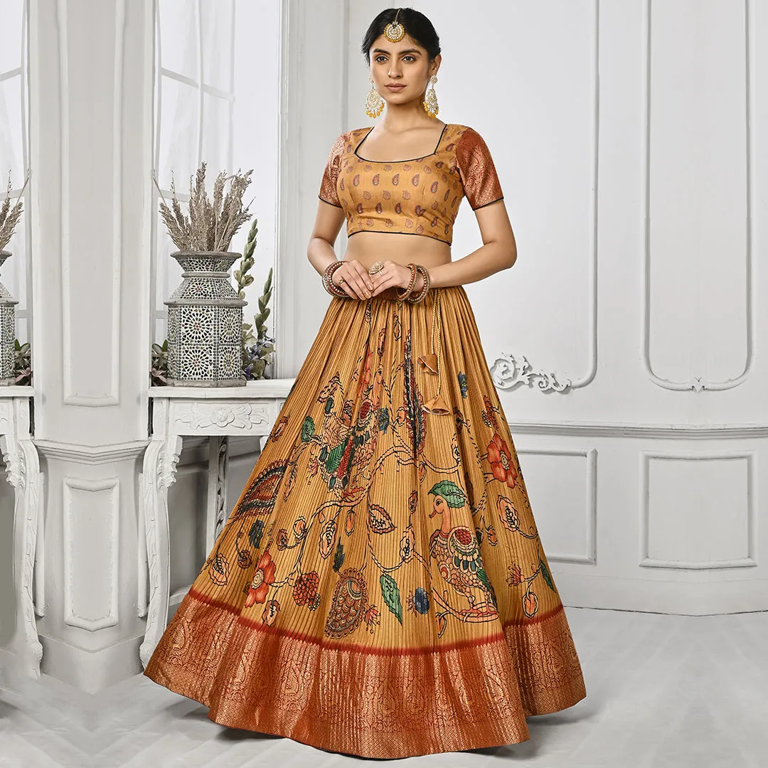 Majestic Mustard Floral Printed Lehenga Set