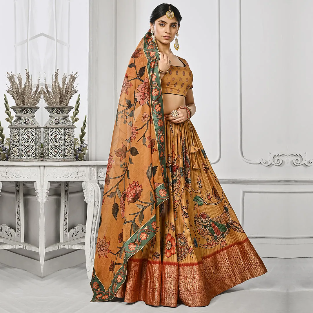 Majestic Mustard Floral Printed Lehenga Set
