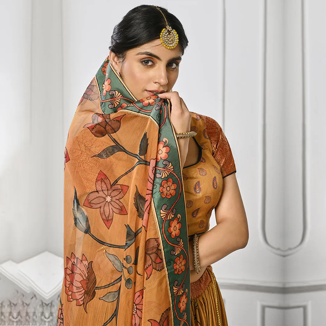 Majestic Mustard Floral Printed Lehenga Set