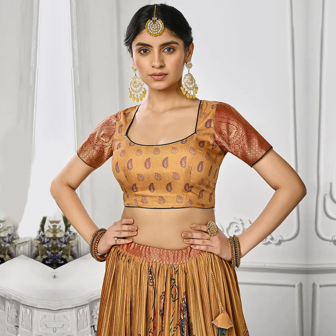 Majestic Mustard Floral Printed Lehenga Set