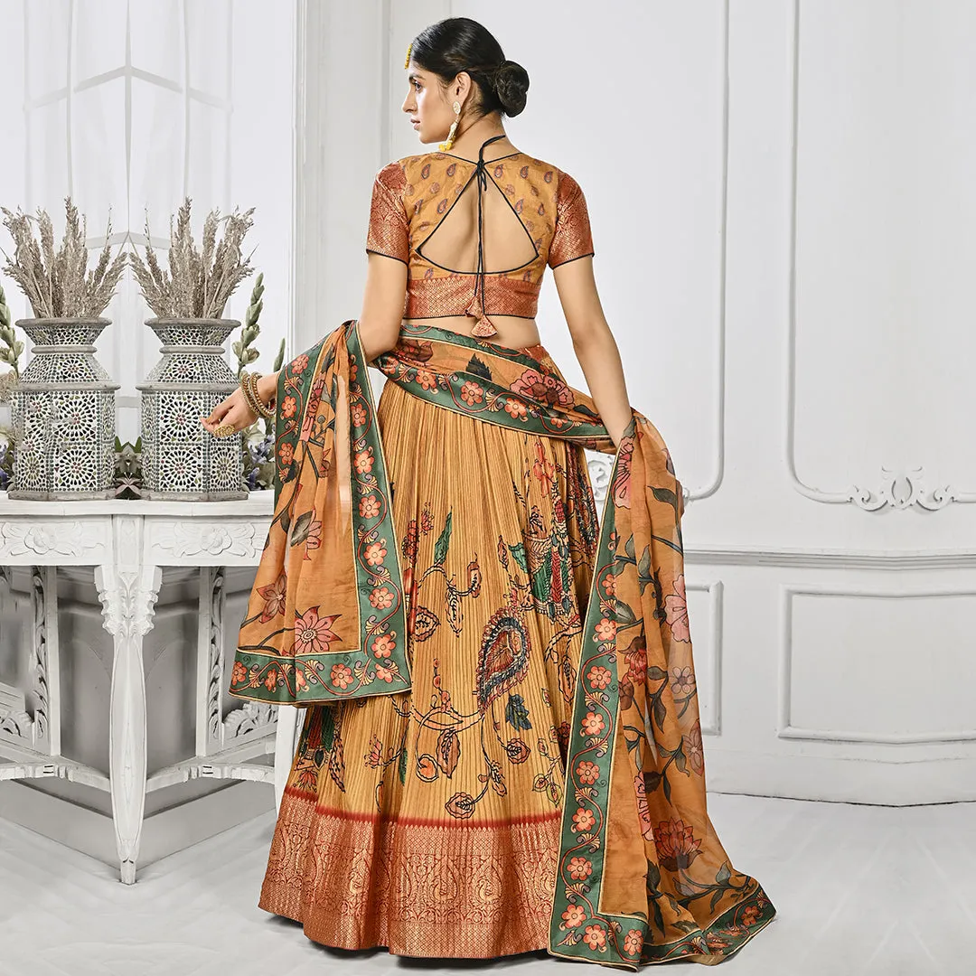 Majestic Mustard Floral Printed Lehenga Set
