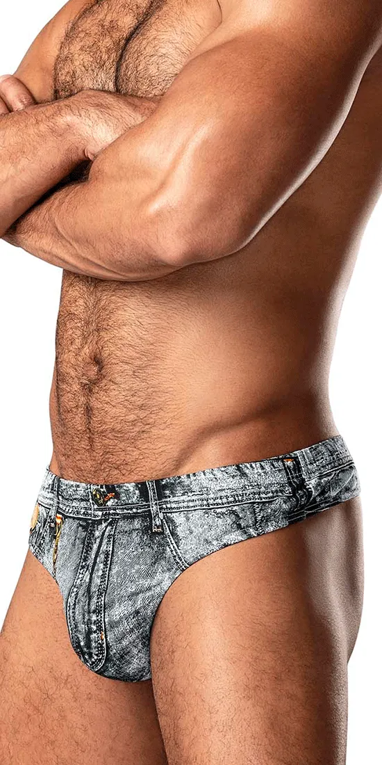 Male Power 440-286 Dirty Denim Thong Denim Print