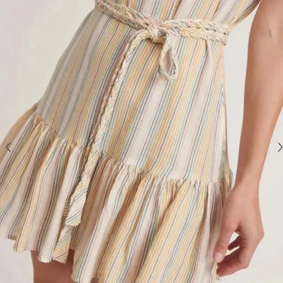 MARINE LAYER NWT Laney Mini Dress Linen Blend Beachy Stripes Size Large