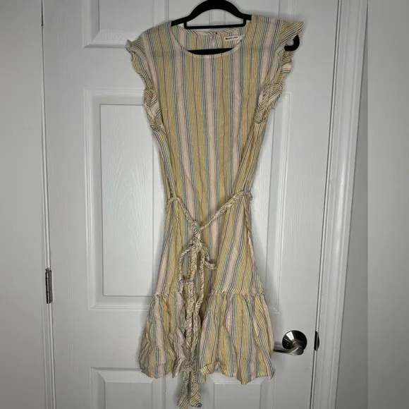 MARINE LAYER NWT Laney Mini Dress Linen Blend Beachy Stripes Size Large