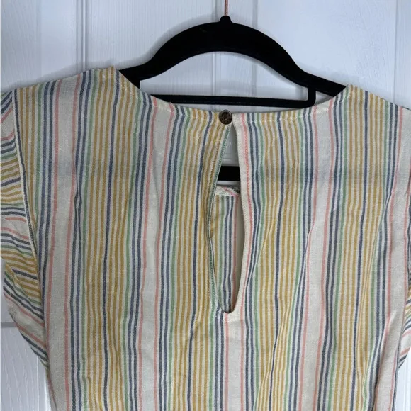 MARINE LAYER NWT Laney Mini Dress Linen Blend Beachy Stripes Size Large
