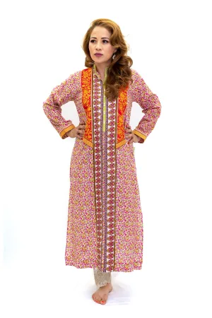 Maroon & Orange Print Cotton Kurti - Shirt