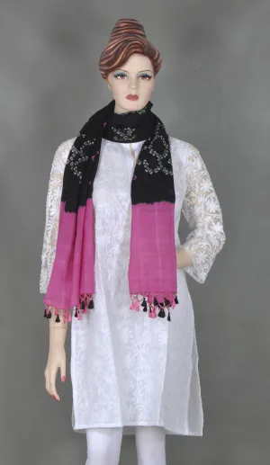 Mauve & Black Bandhej Stole
