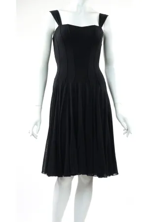 MAXIMA Sleeveless Knee Length Fit N Flare Paneled Dress Black