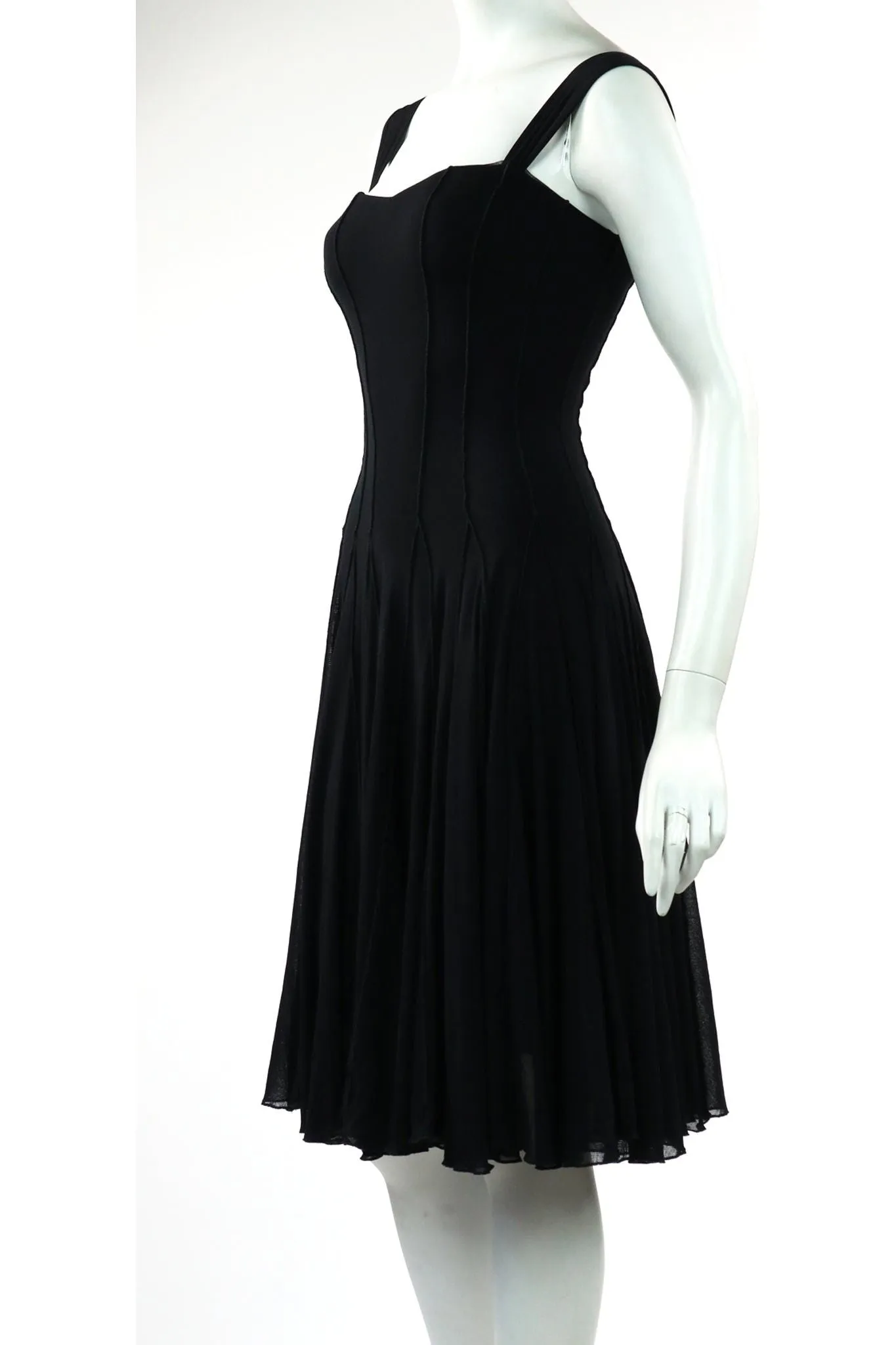 MAXIMA Sleeveless Knee Length Fit N Flare Paneled Dress Black